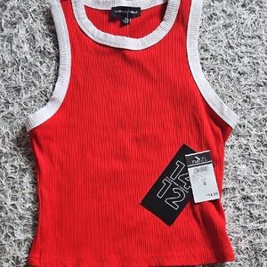 Rue21 Red and White Ribbed Tank Top